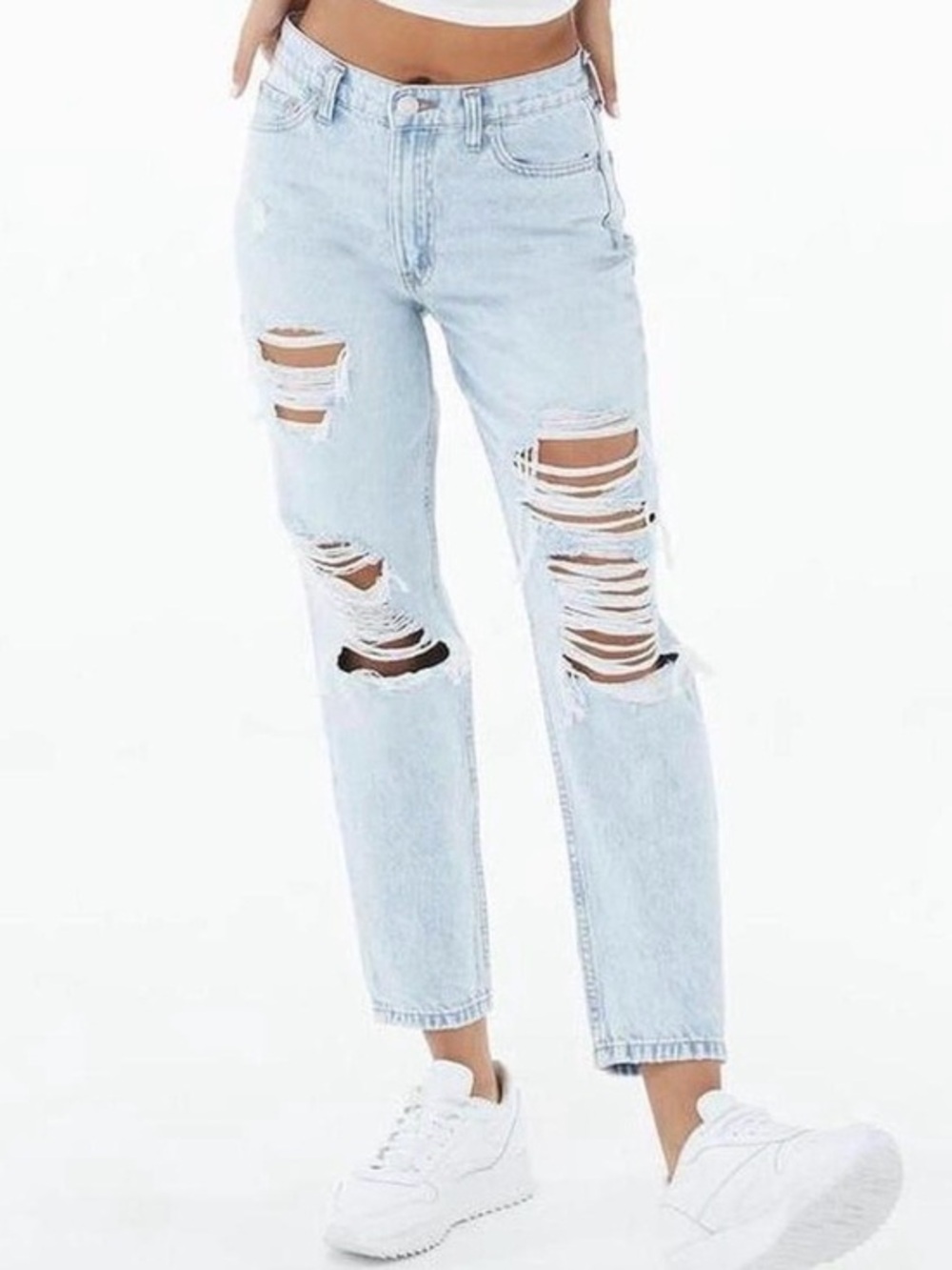 PacSun Mom Jean Light Wash Distressed High Rise Straight Leg Size 24